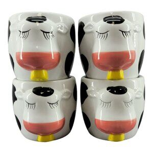 Cow Mugs 3D Kamenstein Funny Face Coffee Cup Tea 4 Set Stand